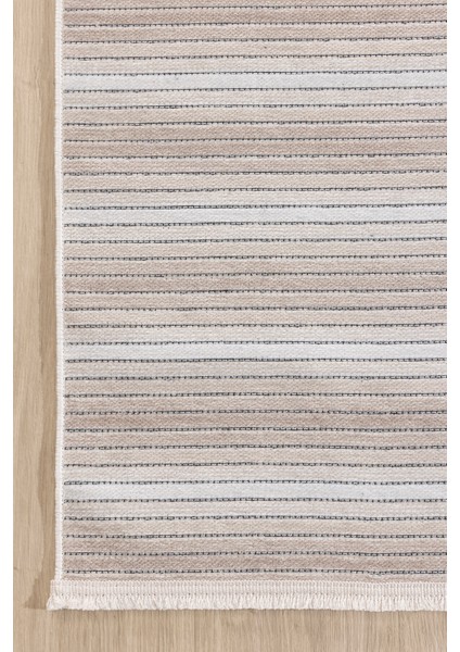 Stripe Krem Kilim Kaymaz Taban Salon Oturma Odası Antre Halısı 33014A