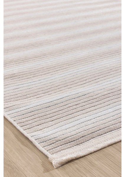 Stripe Krem Kilim Kaymaz Taban Salon Oturma Odası Antre Halısı 33014A