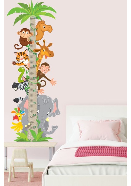 Sevimli Hayvanlar Temalı Boy Ölçer Duvar Sticker Seti modelleri