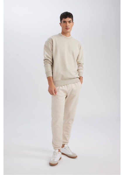 Oversize Geniş Kalıp Bisiklet Yaka Kalın Basic Düz Sweatshirt T5139AZ24AU