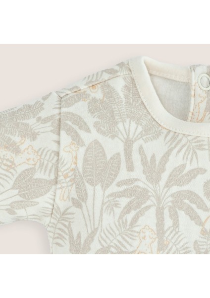 Jungle Baskılı Tulum Ekru fiyatları