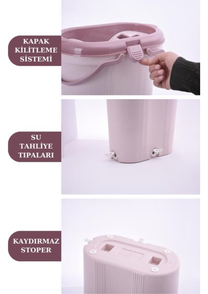 F404 3 Bölmeli Temizlik Seti 14lt, 4 Yedek Mikrofiber Bez Hediye, Çok Amaçlı Kullanım modelleri