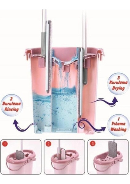 F404 3 Bölmeli Temizlik Seti 14lt, 4 Yedek Mikrofiber Bez Hediye, Çok Amaçlı Kullanım indirimleri