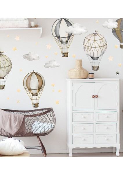 Renkli Balonlar Çocuk ve Bebek Odası Duvar Sticker Seti, eğlenceli ve sevimli dekorasyon, 5+ parça