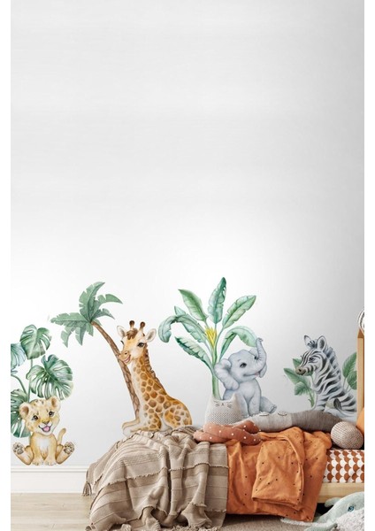 Renkli Afrika Safari Yavru Hayvanlar Duvar Sticker, çocuk odası dekoru için ideal seçim