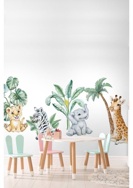 Renkli Afrika Safari Yavru Hayvanlar Duvar Sticker, çocuk odası dekoru için ideal seçim fiyatları