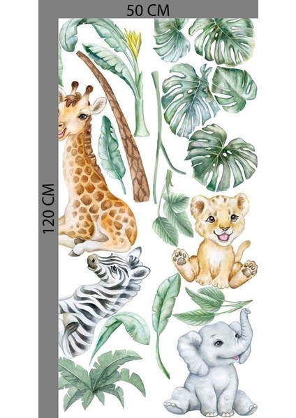 Renkli Afrika Safari Yavru Hayvanlar Duvar Sticker, çocuk odası dekoru için ideal seçim fırsatları