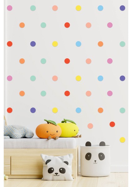 Renkli Puantiyeler Çocuk Odası Duvar Sticker, Eğlenceli ve Neşeli Dekorasyon Parçası