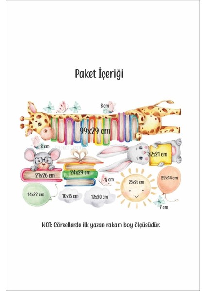 Renkli ve Eğlenceli Çocuk Odası Hayvanlar Duvar Sticker Seti 5+ Parça fiyatları
