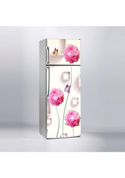 Pembe Şakayıklar Renkli Dolap Kaplama Etiketi, Canlı ve Şık Dekorasyon Detayı