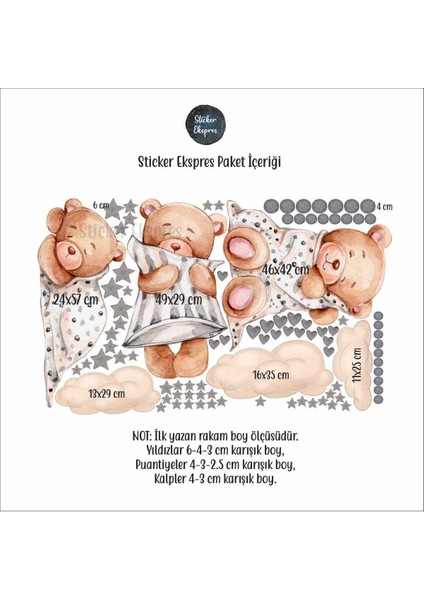 Çocuk odası renkli ayıcık duvar sticker seti, eğlenceli ve sevimli dekorasyon parçası fiyatları