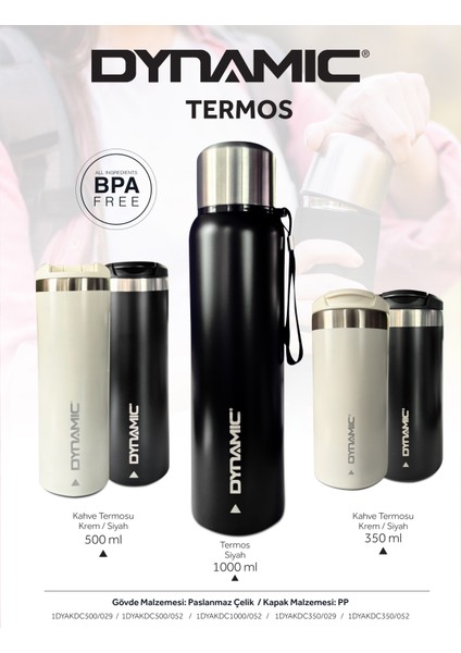 Paslanmaz Çelik Termos Siyah/krem 500ML