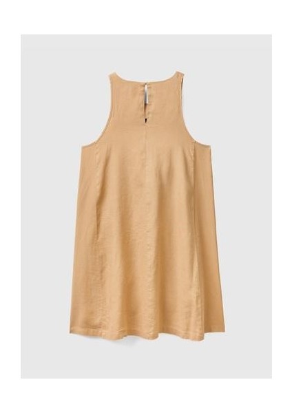 Taba Kadın Bisiklet Yaka Kolsuz Uzun Keten Elbise 4AGHDV02U indirimleri