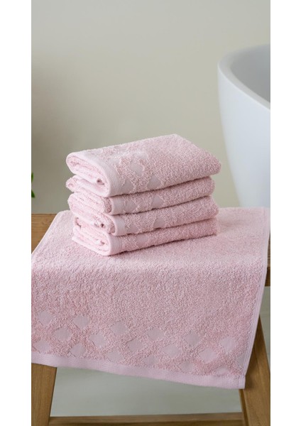 4'lü Harem %100 Doğal Pamuklu Misafir Banyo / Mutfak Havlu Seti - 30X50 cm Pudra