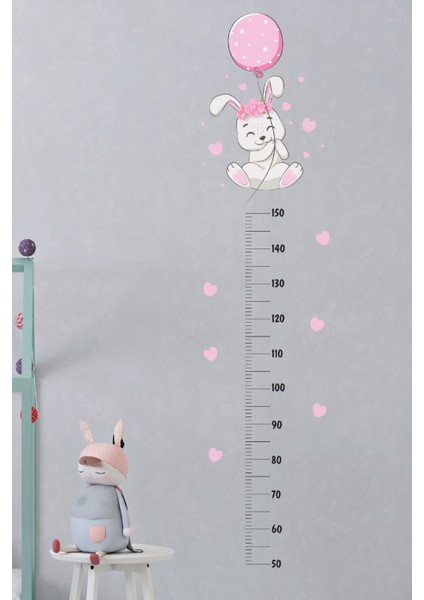 Renkli Tavşan Boy Ölçer Duvar Sticker, Çocuk Odası Dekorasyonu, Pembe fiyatları