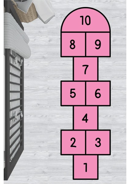 Pembe Seksek Oyun Seti, Çocuk Odası Zemin Sticker, Renkli ve Eğlenceli Oyun Alanı