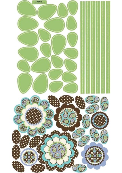 Renkli mandala çiçek ve yapraklar duvar stickerları seti, 5+ parça, yeşil, salon ve oturma odası için fiyatları