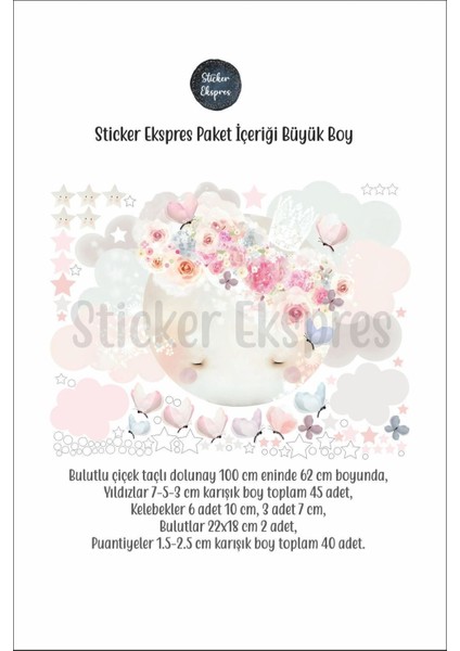 Çocuk odası duvar dekor seti, çiçek ve ay temalı, 5+ parça, turuncu renkli fırsatları