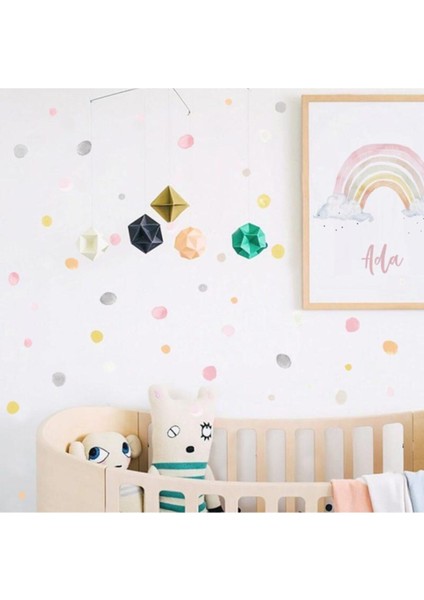 Şık pembe puantiye duvar etiketi, dekoratif ve zarif tasarım, çocuk odası için güzel seçim fiyatları