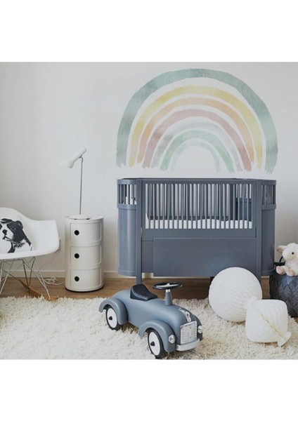 Petrol Mavi ve Gökkuşağı Renkli Sulu Boya, şık ve canlı iç tasarım seçeneği fiyatları