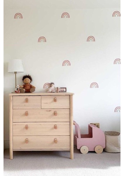 Renkli çocuk odası duvar sticker seti, bej tonlarında, eğlenceli ve yaratıcı dekorasyon fırsatları