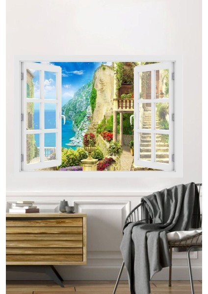 3D Manzara Sticker, Renkli ve Detaylı Duvar Süsleme, Kendin Yap Dekor Yeşil Düz