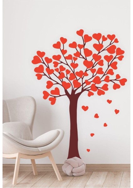 Renkli Kalpli Ağaç Çocuk Odası Çıkartma Seti, Eğlenceli ve Sevimli Dekor, 75x100 cm fiyatları