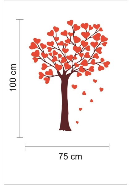 Renkli Kalpli Ağaç Çocuk Odası Çıkartma Seti, Eğlenceli ve Sevimli Dekor, 75x100 cm modelleri