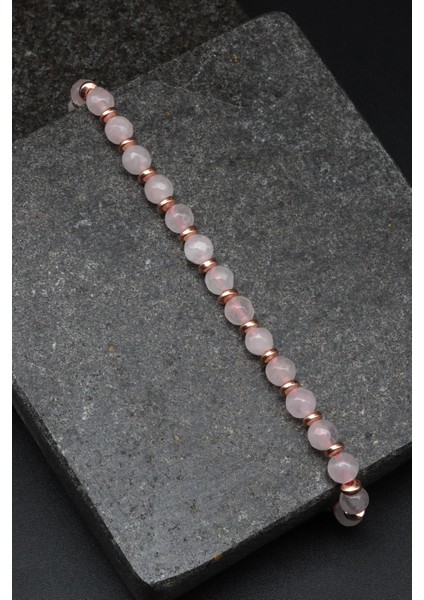 Pembe Kuvars Doğal Taş Makrome Örme Bileklik Fasetli Küre Kesim fiyatları