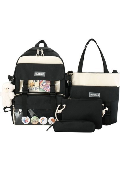 5 Parça Okul Çanta Seti - Siyah (Yurt Dışından)