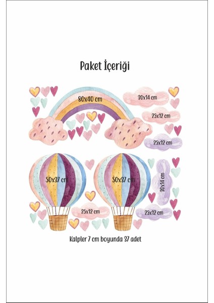 Renkli gökyüzü ve gökkuşağı temalı çocuk odası duvar sticker seti, 5+ parça, pembe fiyatları