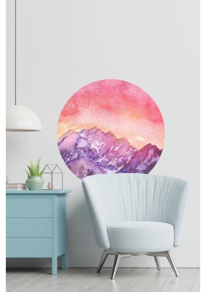 Kızıl Gökyüzü Temalı Renkli Duvar Sticker, Pembe Düz Tasarım, Dekoratif ve Şık Görünüm