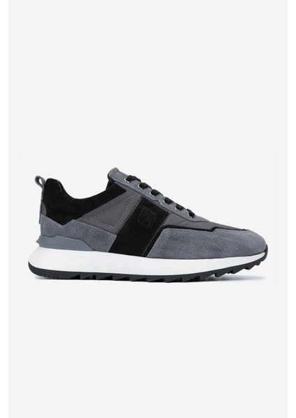 Erkek Hakiki Deri Sneakers & Spor Ayakkabı 352 21362 Erk Ayk SK24-25 Grı/syh Kmbn