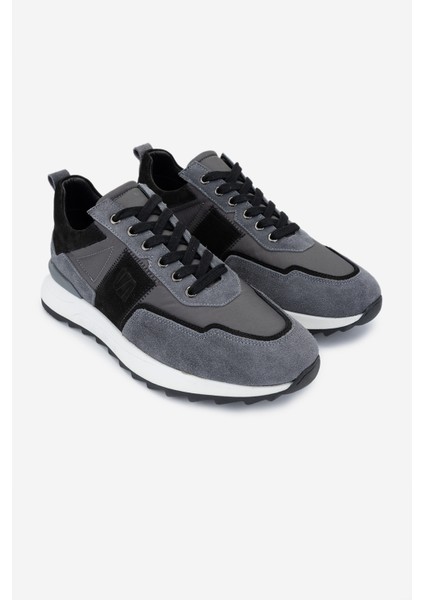 Erkek Hakiki Deri Sneakers & Spor Ayakkabı 352 21362 Erk Ayk SK24-25 Grı/syh Kmbn