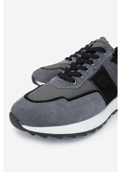 Erkek Hakiki Deri Sneakers & Spor Ayakkabı 352 21362 Erk Ayk SK24-25 Grı/syh Kmbn