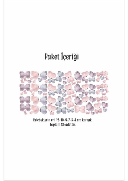 Renkli kelebekler çocuk odası duvar sticker seti, neşeli ve şık dekorasyon, 5+ parça, pembe modelleri