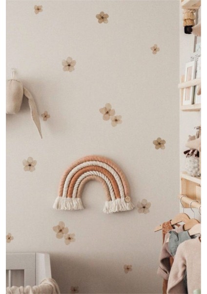 Renkli Güz Çiçekleri Duvar Stickerı, canlı ve dekoratif atmosfer için ideal, bej renk. fiyatları