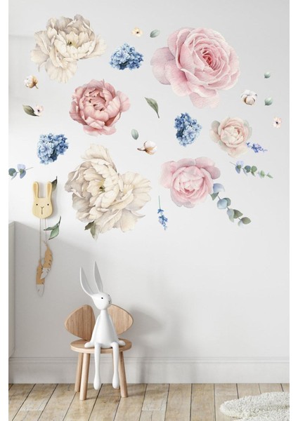 Bej Renkli 5+ Parçalı Ortanca Şakayık ve Manolyalar Duvar Sticker Seti fiyatları