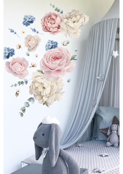 Bej Renkli 5+ Parçalı Ortanca Şakayık ve Manolyalar Duvar Sticker Seti fırsatları