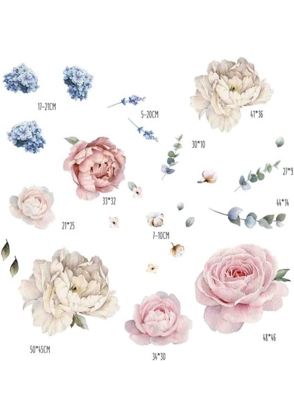 Bej Renkli 5+ Parçalı Ortanca Şakayık ve Manolyalar Duvar Sticker Seti indirimleri