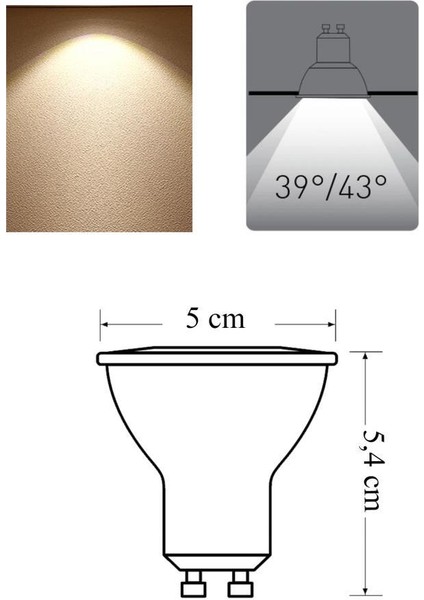 4W (45W) LED Spot Ampul Sarı 3000K - GU10 Duy Avize Çanak Lamba