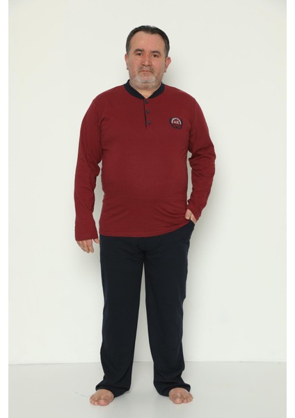Erkek Uzun Kollu Cepli Büyük Beden Mevsimlik Pijama Takımı 1773