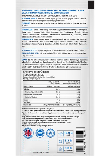 Whey Protein 30 gr Tek Kullanımlık 20 Adet - Çilek modelleri
