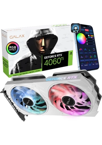 GALAX GeForce RTX 4060 Ti 8GB EX White 1-Click OC GDDR6 128 Bit DLSS 3 Ekran Kartı (46ISL8MD8BWE)