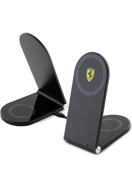 Orjinal Lisanslı Magnetik Kablosuz Şarj Standı 15W Katlanabilir Baskılı Shield Logolu Siyah