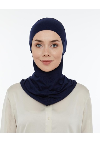 Pratik Boyunluklu Tesettür Hijab Bone Lacivert