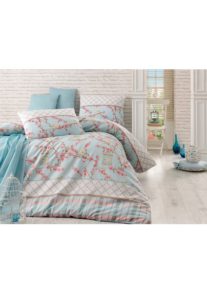 Çift Kişilik Nevresim Takımı Birdcage Turkuaz