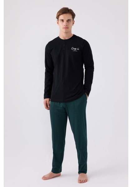 3167 Erkek Uzun Kol Pijama Takım