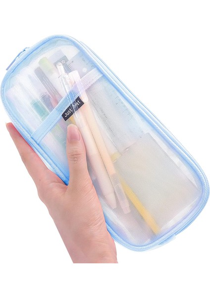 Şeffaf Örgü Kalem Çantası Temizle Görünür Örgü Kalem Çantası Yetişkin Saklama Çantası Fermuarlı Şeffaf Kırtasiye Kozmetik Çantası Seyahat Ofis Koleji Için (Yurt Dışından)