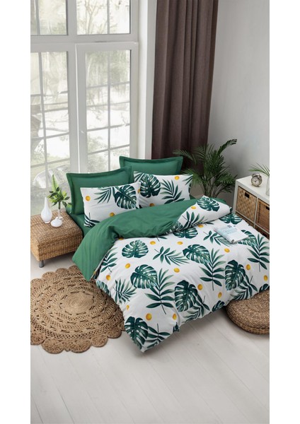 Kolay Ütülenir Nevresim Takımı Çift Kişilik Monstera Yeşil fiyatları